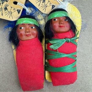 Vintage Zion National Park Souvenir Papoose Dolls Mid-Century Americana Set of 2